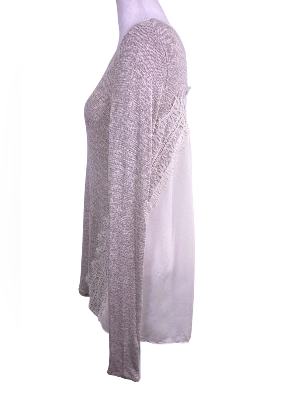 Three Pink Hearts Large Lace Mixed Media Tunic Top Boho Natural - Picture 5 of 9